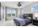 Comfortable bedroom with a large window overlooking a landscaped green space at 10113 Bellwether Ln, Lone Tree, CO 80124