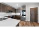 The contemporary kitchen boasts stainless steel appliances and modern finishes at 20 Wilcox St # 318, Castle Rock, CO 80104