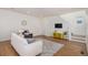 Bright and modern living room featuring wood floors, stylish decor, and ample natural light at 3389 Cranston Cir, Highlands Ranch, CO 80126