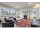 Inviting living room with plush seating, a decorative fireplace, and large windows providing ample natural light at 4122 Spanish Oaks Trl, Castle Rock, CO 80108