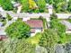 Overhead shot of home showcasing backyard patio area, lush landscaping, and a beautiful tree-lined street at 6716 W Rowland Ave, Littleton, CO 80128
