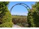 Scenic view through an archway, showcasing lush landscaping and distant mountain views at 96 Glenmoor Ln, Cherry Hills Village, CO 80113