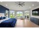 Bright main bedroom with large windows, seating area, and views of the green landscape at 96 Glenmoor Ln, Cherry Hills Village, CO 80113