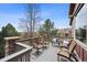Deck area with stone pillars and scenic mountain views at 5810 Moss Ct, Golden, CO 80403