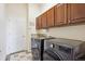 Functional laundry room features updated washer and dryer and ample cabinet space at 5810 Moss Ct, Golden, CO 80403
