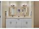 Elegant bathroom with double sinks, white cabinetry, and modern fixtures at 613 Iowa St, Golden, CO 80403