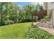 Lush backyard featuring a covered patio, ideal for outdoor entertaining at 8474 E Otero Cir, Centennial, CO 80112