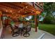 Covered patio with dining table set, string lights, stairs to the backyard, and shade at 13693 W Utah Cir, Lakewood, CO 80228