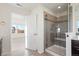 Beautiful bathroom with a frameless glass shower and seat at 7899 S Country Club Pkwy, Aurora, CO 80016