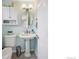 Charming powder room with pedestal sink, decorative mirror, and coordinated fixtures at 9220 Lowell Blvd, Westminster, CO 80031