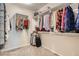 Walk-in closet with ample shelving and hanging space to keep your wardrobe organized and accessible at 10526 Fairhurst Way, Highlands Ranch, CO 80126