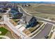 Aerial view showcases the home's fenced yard and fire pit area at 3534 N Meadows Dr, Castle Rock, CO 80109
