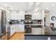 Contemporary kitchen with white cabinets, stainless steel appliances, and a gray kitchen island at 9379 W Burgundy Ave, Littleton, CO 80123