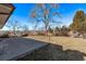 Backyard features large tree, mountain views, and potential for outdoor enjoyment at 2813 S Ivan Way, Denver, CO 80227
