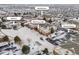Aerial view of community showcasing gated entrance, HOA pool, unit location 5726 N Genoa #204, and abundant parking at 5726 N Genoa Way # 204, Aurora, CO 80019
