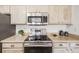 Kitchen with stainless steel microwave and range hood at 5726 N Genoa Way # 204, Aurora, CO 80019