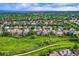 An aerial view of a well-maintained neighborhood with lush greenery and a clear blue sky at 854 Countrybriar Ln, Highlands Ranch, CO 80129
