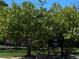 Chaucer Park entrance with lush trees and a park sign, inviting outdoor activities and relaxation at 6833 S Miller St, Littleton, CO 80127