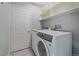 Laundry area with modern appliances and built-in shelving at 8225 S Cody St, Littleton, CO 80128