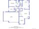 Floor plan layout of the home with dimensions, highlighting bedrooms, bathrooms, living room, dining room, and kitchen at 16815 E Prairie Goat Ave, Parker, CO 80134