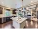 Open kitchen with a large island and stainless steel appliances, with the living area in the background at 1648 Exquisite St, Castle Rock, CO 80109