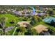 Aerial view of a residential area with townhomes, green spaces, a playground and a recreation area at 1379 Charles # 4, Longmont, CO 80503