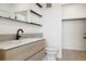 Contemporary bathroom featuring a modern vanity, open shelving, and a sleek design at 1601 Park Ave # 506, Denver, CO 80218