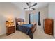 Cozy bedroom featuring a wood bed frame, bedside tables, and ample natural light streaming through the window at 3828 Mighty Oaks St, Castle Rock, CO 80104