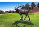 Outdoor elk statue in a grassy area near a residential neighborhood, highlighting local art at 16259 W 10Th Ave # K1, Golden, CO 80401