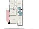 Detailed floor plan of the property with dimensions of rooms, including a balcony at 18106 E Ohio Ave # 103, Aurora, CO 80017
