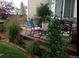 Cozy backyard patio with outdoor seating, lush greenery, and a well-maintained garden at 6502 Shea Pl, Highlands Ranch, CO 80130