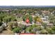 Aerial shot shows the house in the neighborhood at 140 S Kendall St, Lakewood, CO 80226