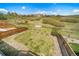 Spacious backyard with healthy green grass, wooden fences, mulch, and vegetation views at 476 Hyde Park Cir, Castle Pines, CO 80108
