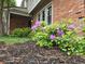 Home's exterior with attractive brickwork and vibrant purple flowering bushes at 7782 S Louthan St, Littleton, CO 80120