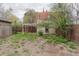 Cozy backyard with yellow flowers, fence, trees and storage shed at 2245 Julian St, Denver, CO 80211