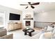 Cozy living area with a fireplace, modern furniture, and a view of the staircase at 14850 Munich Ave, Parker, CO 80134