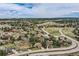 Scenic aerial view of the neighborhood showcasing homes nestled among trees and winding roads at 8687 N Pinery Pkwy, Parker, CO 80134