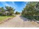 Gravel driveway leading to a home surrounded by mature trees and blue sky at 2882 Gentry Ct, Watkins, CO 80137