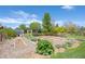 Landscaped garden area with multiple raised beds, flowers, and green foliage at 1322 Wicklow St, Boulder, CO 80303