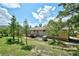 Expansive backyard with mature trees, grassy area, and fencing for privacy, creating a serene outdoor space at 19235 Wakonda Way, Monument, CO 80132