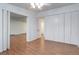 Bedroom with a ceiling fan and large closet at 755 S Alton Way # 9D, Denver, CO 80247