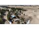 Aerial view of a home with multiple outbuildings, pastures and lush trees dotting the landscape at 1991 County Road 132, Elizabeth, CO 80107