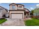 Two-story home featuring a two-car garage, neutral siding, and a well-maintained front lawn at 5039 Fontana Ct, Denver, CO 80239