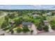 Aerial view of a charming home with well-kept landscaping, mature trees, and a serene neighborhood setting at 8966 Sunridge Hollow Rd, Parker, CO 80134