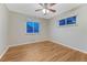 Bright bedroom with hardwood floors and ceiling fan at 2790 S Hudson St, Denver, CO 80222