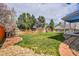 Well-maintained backyard featuring a lush lawn, a wooden fence, and mature trees at 19939 E Belleview Ln, Centennial, CO 80015