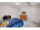 Bedroom offers neutral tones with gray carpet, plenty of space, and natural light at 16805 Greenfield Dr, Monument, CO 80132