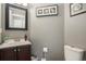 Tastefully designed half bathroom with a stylish vanity and elegant decor at 16328 E Phillips Ln, Englewood, CO 80112