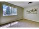 Bright bedroom features a large window offering great natural light, complemented by soft carpeting for added comfort at 4302 Nepal St, Denver, CO 80249