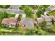 Aerial view of the backyard featuring an outdoor patio and storage shed in a well-maintained yard at 13624 Omega Cir, Lone Tree, CO 80124
